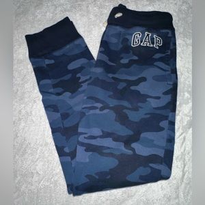 EUC Boys GAP Navy Blue Camo Joggers Sweatpants Size 14-16